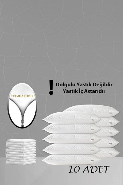 Ladylina Home Pack of 10 White Pillow Inner Liners, 50x70 Pillow Thread, Cotton Pillow Mat, Zippered Pillow Case