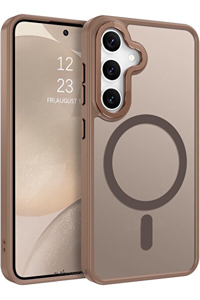 m.tk moveteck Samsung Galaxy S25 Plus Kılıf Mat Magsafe Şarj Özellikli Darbe Önleyici Hassas Butonlu Renkli Kenar