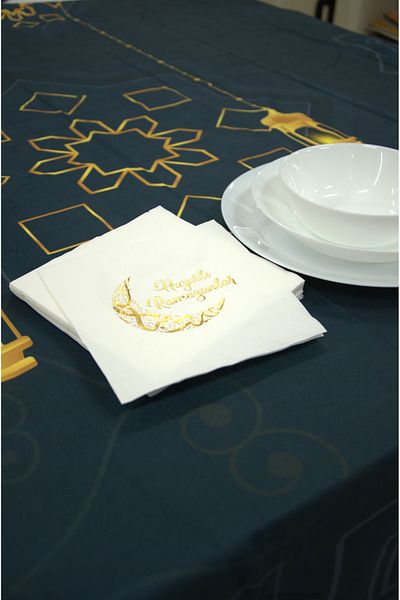 Moud's Gold Gilded Auspicious Ramadans Written Napkins, 16 Ramadan Napkins