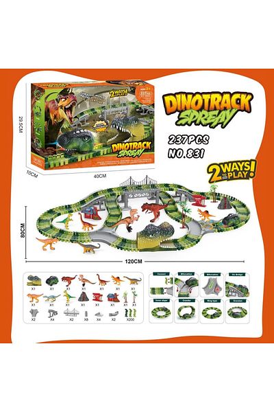 Choice 237PCs Dinosaur Track Electric Dinosaur Car Mountain Road Rail Kids Puzzle Playful Toy Emit Light Bo