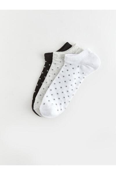 LC Waikiki Ciorapi papuci pentru femei cu buline, pachet de 3 (S4)
