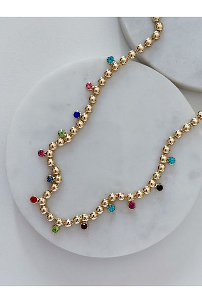CHARMLUCKY Colorful Stone Charm Necklace