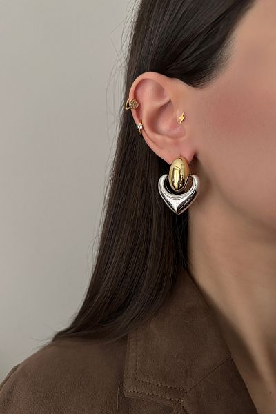 Okko Store Double Color Heart Earrings
