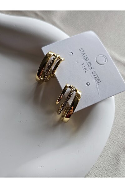 bej jewelry Üç Halka Gold Küpe