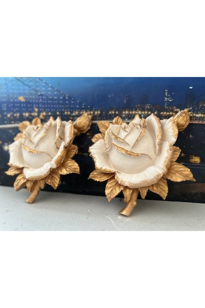 busraconcept Floare de perete trandafir, ornament decorativ de perete 2buc 25cm