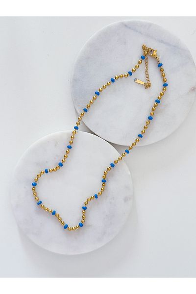 CHARMLUCKY Steel Blue Mined Top Chain Necklace