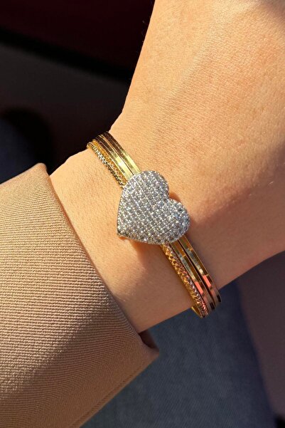 TAKIŞTIR Gümüş Renk Kalp Figürlü Taş Detaylı Ajda Charm / Kolye/ Bileklik Ucu