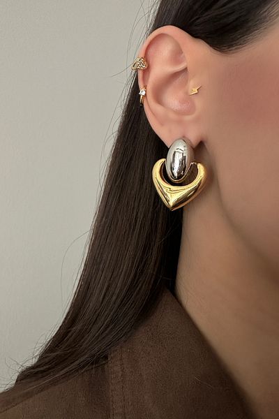 Okko Store Double Color Heart Earrings