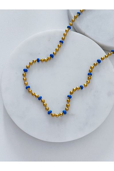 CHARMLUCKY Steel Blue Mined Top Chain Necklace