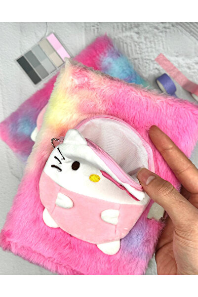 ZeCo Collection Hello Kitty Peluş Cüzdanlı Kilitli Günlük / Hatıra Defteri