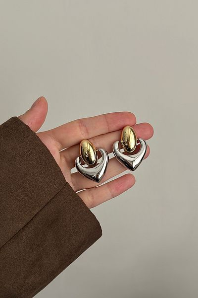 Okko Store Double Color Heart Earrings