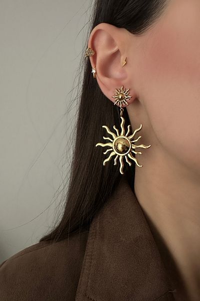 Okko Store Steel Dangle Sun Earrings