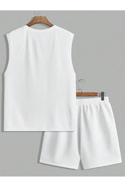 EVIus Oversize I'M Not Average Printed Athlete Sleeveless T-Shirt and Shorts Top and Bottom Set 2-Piece Set