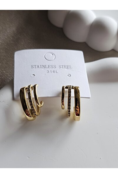 bej jewelry Üç Halka Gold Küpe