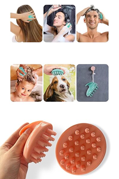 TAKIŞTIR Perie de masaj pentru scalp din silicon de culoare roz deschis/ peri...