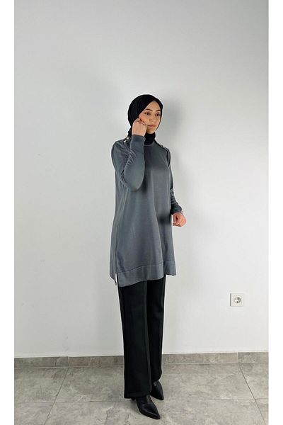SOFT GOLD BUTTON DETAILED MERCERIZED TUNIC