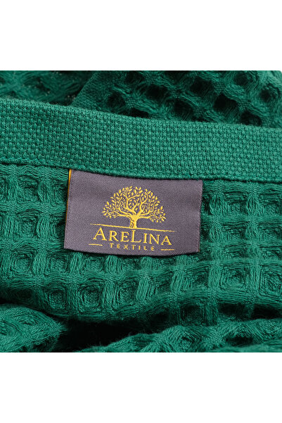 Arelina Textile منشفة حمام قطنية 100% بنمط الوافل الأخضر مقاس 85 × 170 سم