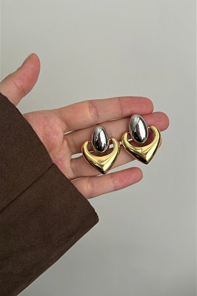 Okko Store Çift Renk Kalpli Küpe