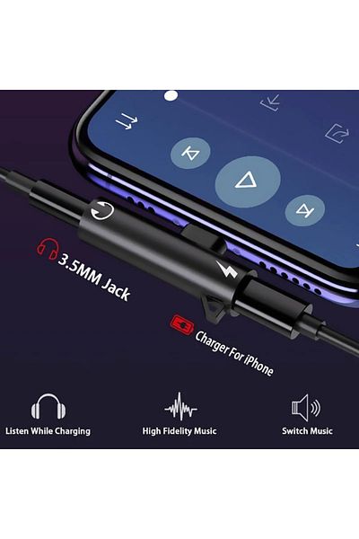 Choice Red 2 In1 Adapter Splitter For iPhone 14 13 12 11 X For Lighting to 3.5mm Audio Headphone Charging J