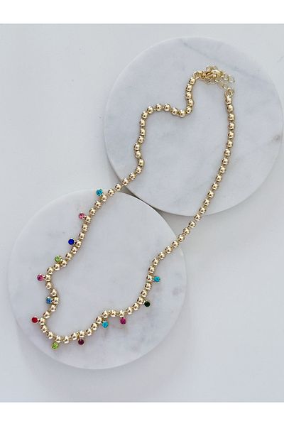CHARMLUCKY Colorful Stone Charm Necklace