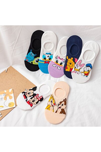 çorapkolik Set of 5 Women's Patterned Cotton Invisible Sneakers Socks Set of 5