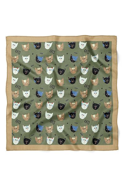 nehir eşarp Cat Patterned Bandana