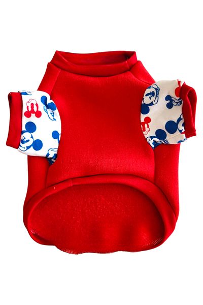 atelyu Cat Dog Suit Red Ruffed Sweatshirt