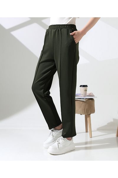 MHT STORE Women's Scuba Fabric Pants - with Pockets, Elastic Waist and No Ironing