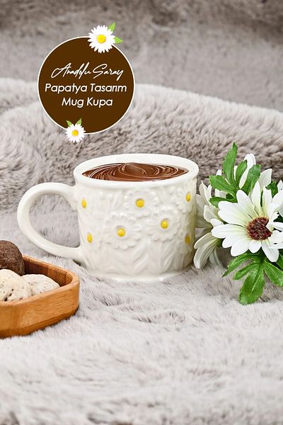 ARVALE كوب أريا ديزي منقوش، كوب قهوة، كوب مشروب غازي - قطعة واحدة