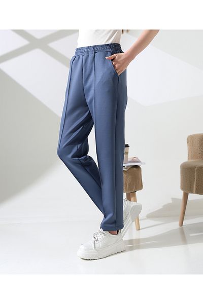MHT STORE Women's Scuba Fabric Pants - with Pockets, Elastic Waist and No Ironing