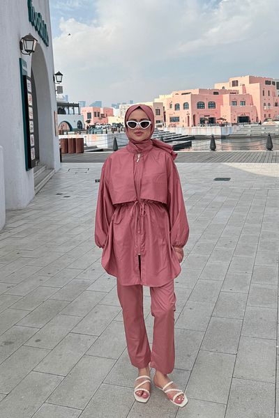lurex moda Robe Detailed Hijab Swimsuit