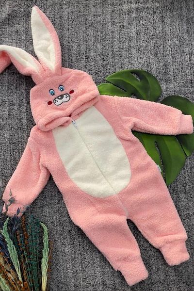 yudemia Pink Plush Rabbit Model Comfortable Soft Newborn Baby Rompers
