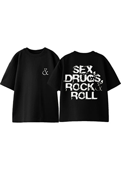Anetos Tricou supradimensionat Drucs Rock Roll Design cu imprimeu pe spate di...