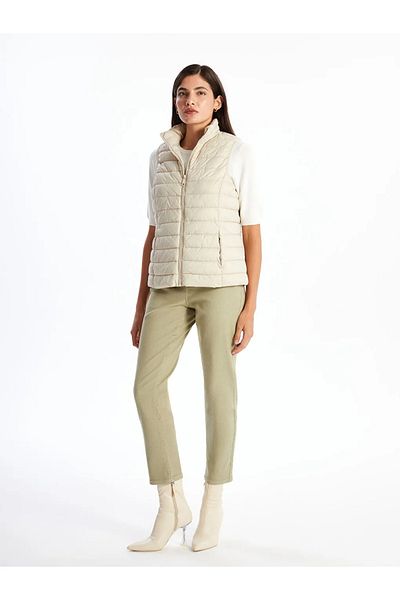 LC Waikiki Lcwaikiki Beige Stand Collar Women's Puffer Vest - t t