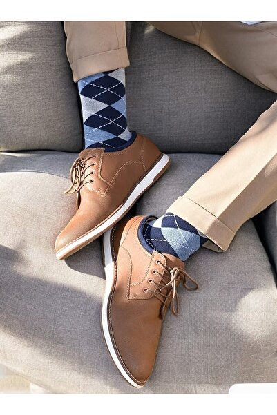 Happy Body Bamboo Men's 3-Piece Special Scarce Socket Patterned Washed Fabric Non-Smearing Rubber Seamless Toe End