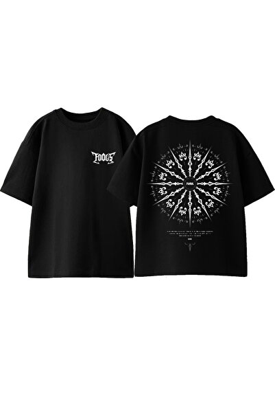 Anetos Tricou Fodge 5v cu design pe spate din bumbac negru supradimensionat