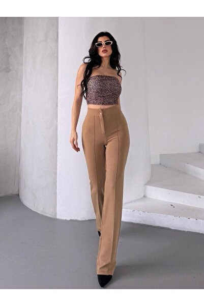 Paw Garage Women's Beyond High Waist Recovery Grassy Flared Leg Palazzo Pants