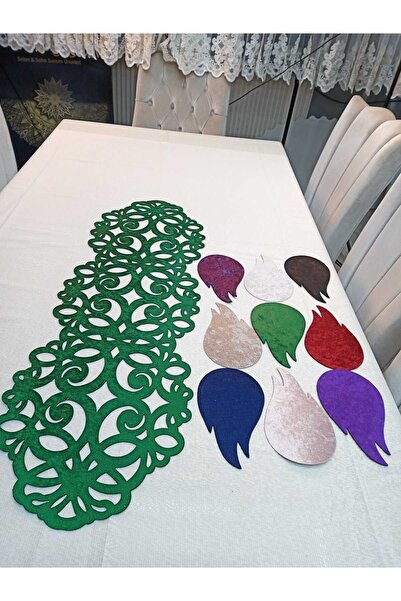 SEHARA KADİFE RUNNER/100X33CM/ARKASI SUNİ DERİ KAPLI/MASA RANIRI