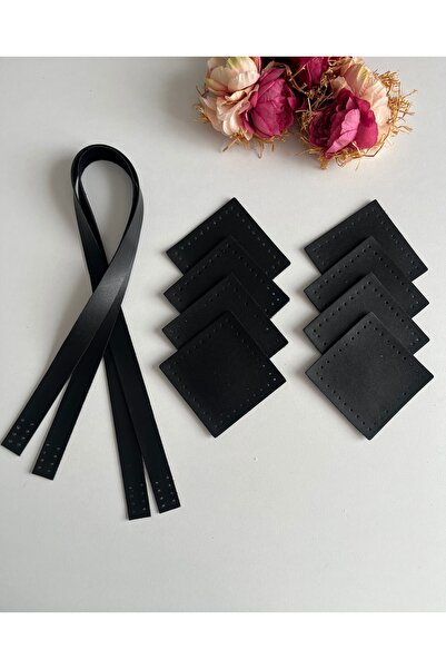 zg hobi aksesuar مجموعة حقائب محبوكة بنمط مربعات لون أسود