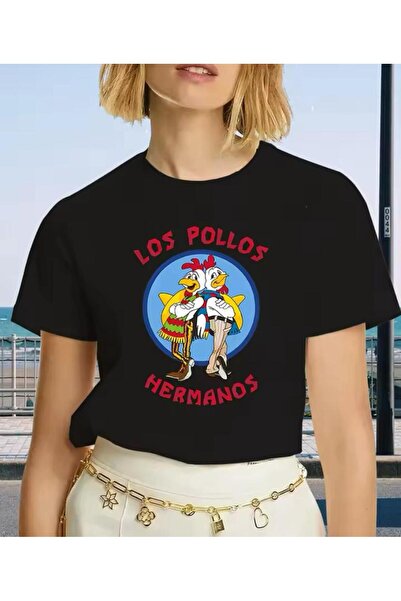 caddekombin Μαύρο μπλουζάκι με λαιμόκοψη από βαμβακερό χτενισμένο βαμβάκι με ...