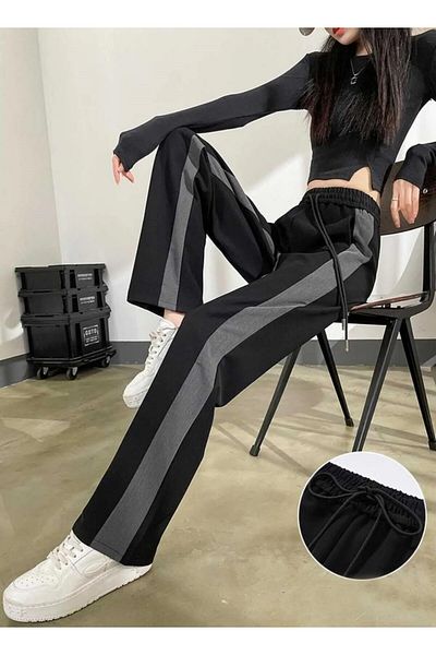 DEEFWEAR Φόρμα Y2k Μαύρο Πλεκτό Παντελόνι
