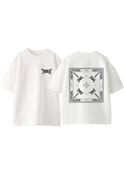 Anetos Tricou Fodge 5 Design Back cu imprimeu Cotton White supradimensionat