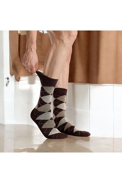 Happy Body Bamboo Men's 3-Piece Special Scarce Socket Patterned Washed Fabric Non-Smearing Rubber Seamless Toe End