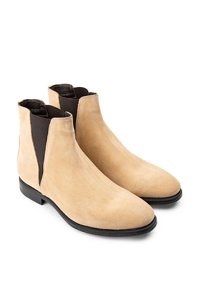 Deery Genuine Suede Beige Men's Chelsea Boots