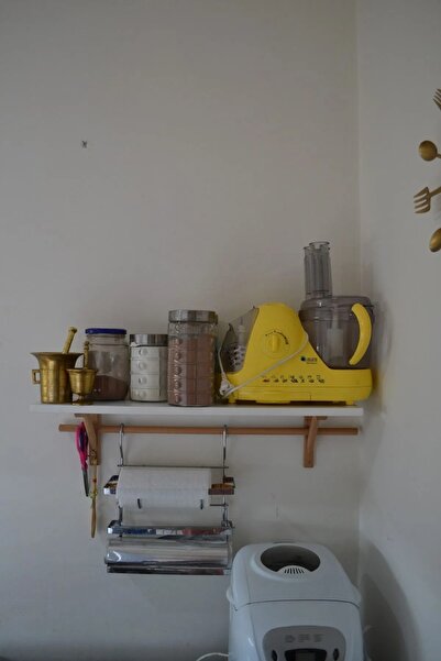 lethe works Beyaz Duvar Rafı(gürgen Ayaklı) Natural 50 cm