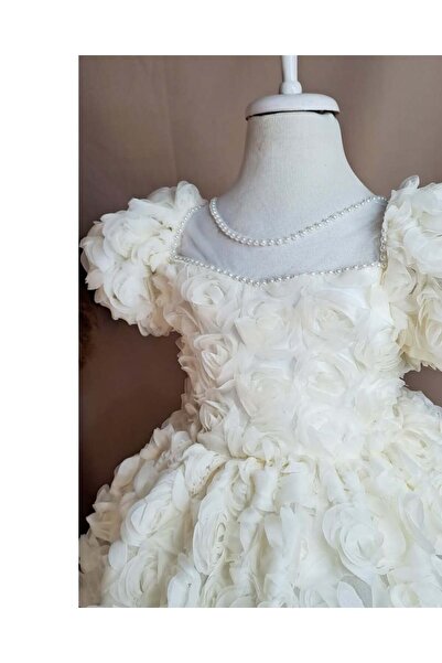 NATS KİDS Vintage Beyaz Gül Kız Çocuk Elbisesi