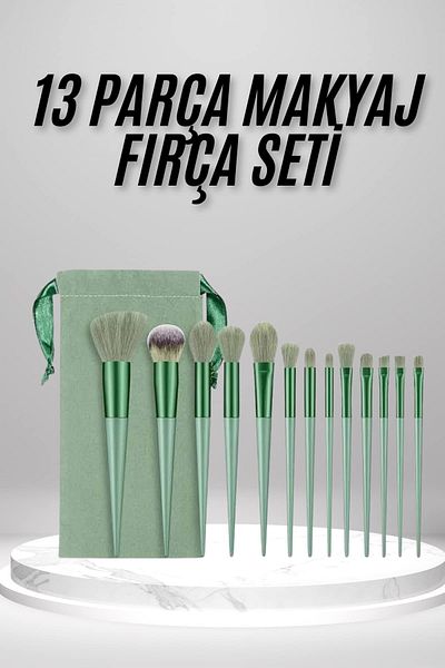TEKNOROT Teknorod Makeup Brush Set Green 13 Piece Foundation Brush Blush Brush Eyeshadow Brush