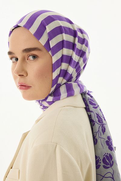 SOFT AKSESUAR Life Flower Line Patterned Shawl