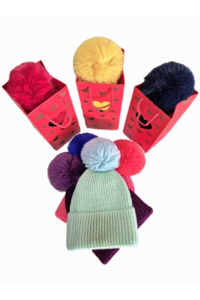 SOFT AKSESUAR Pompom Knitted Beret
