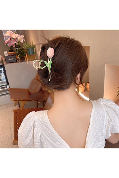 MutluBiDünya Kadın Gold Lale Model Metal Mandal Toka